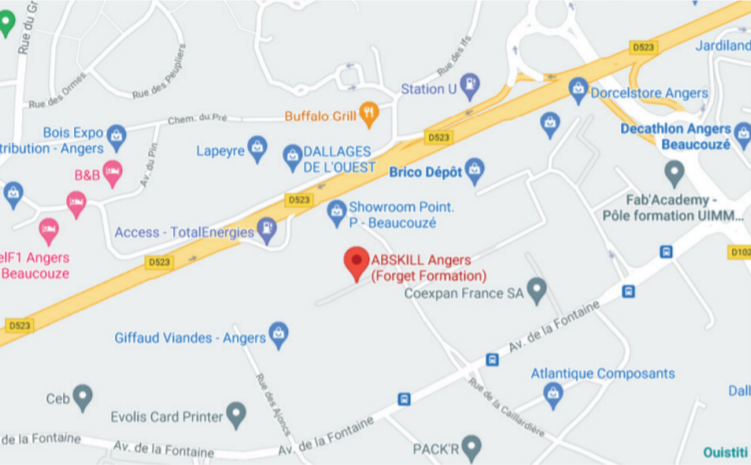 Carte centre de formation ABSKILL Angers