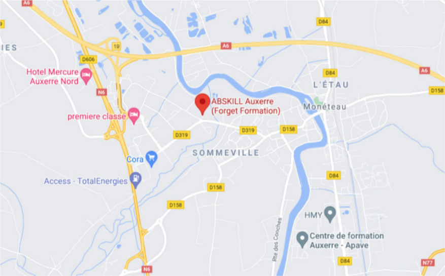 Carte centre de formation ABSKILL Auxerre