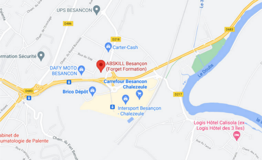 Carte centre de formation ABSKILL Besançon
