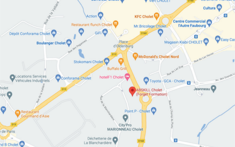 Carte de centre de formation ABSKILL Cholet