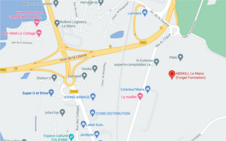 Carte centre de formation Le Mans