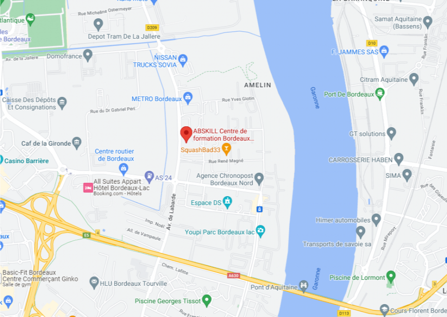 Carte du centre de formation Bordeaux Nord