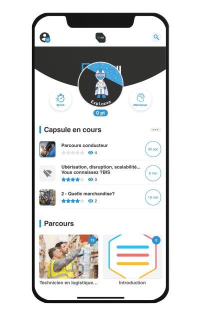 Accueil application de mobile Learning Fabskill